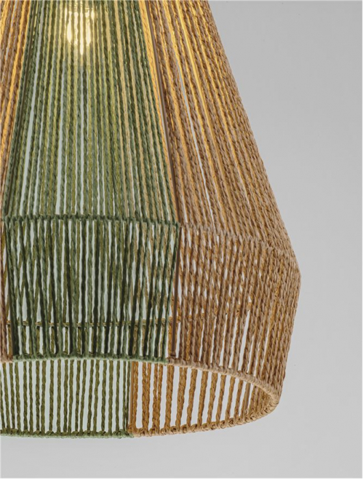 Pendul Nova Luce DENA 9586603 Natural & Green Rope Sandy Black Steel Base E27 1x12W IP20 [5]