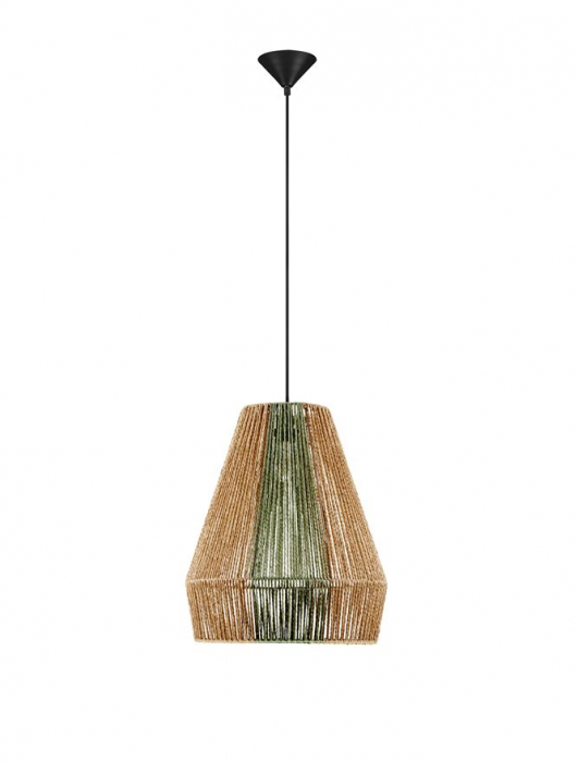 Pendul Nova Luce DENA 9586603 Natural & Green Rope Sandy Black Steel Base E27 1x12W IP20 [1]