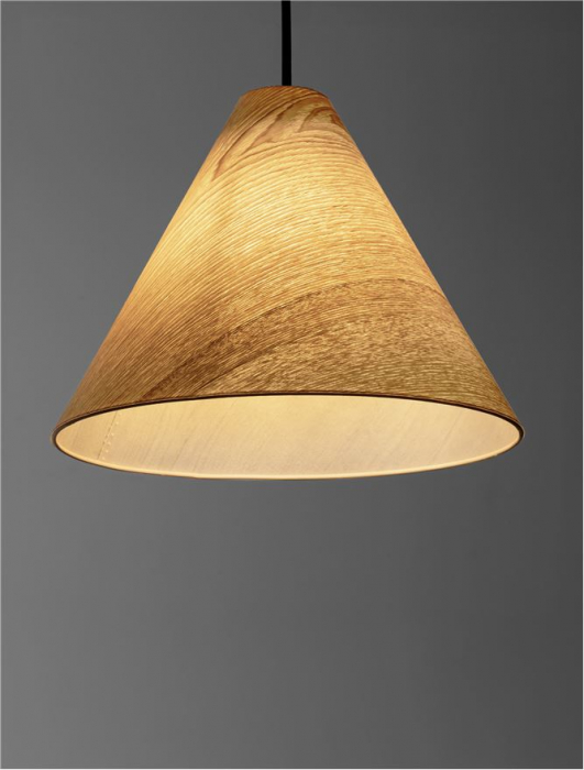 Pendul Nova Luce ELYSIAN 9001070 Natural Wood & Black Cable E27 1x12W IP20 [5]