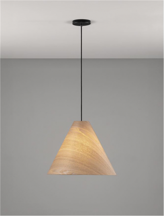 Pendul Nova Luce ELYSIAN 9001071 Natural Wood & Black Cable E27 1x12W IP20 [4]