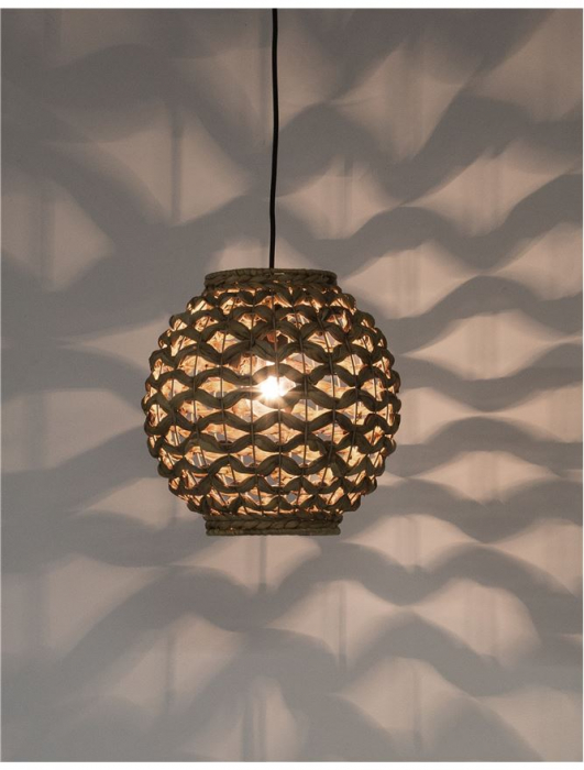 Pendul Nova Luce GRIFFIN E27 1x12W   Dried Water Hyacinth Black Fabric Wire & Base IP20 [5]
