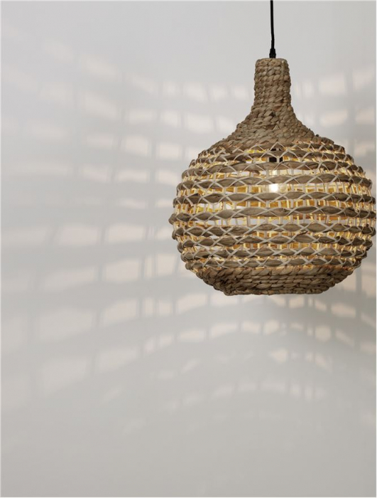 Pendul Nova Luce GRIFFIN E27 1x12W   Dried Water Hyacinth Black Fabric Wire & Base IP20 [7]