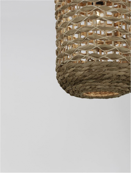 Pendul Nova Luce GRIFFIN E27 1x12W   Dried Water Hyacinth Black Fabric Wire & Base IP20 [6]