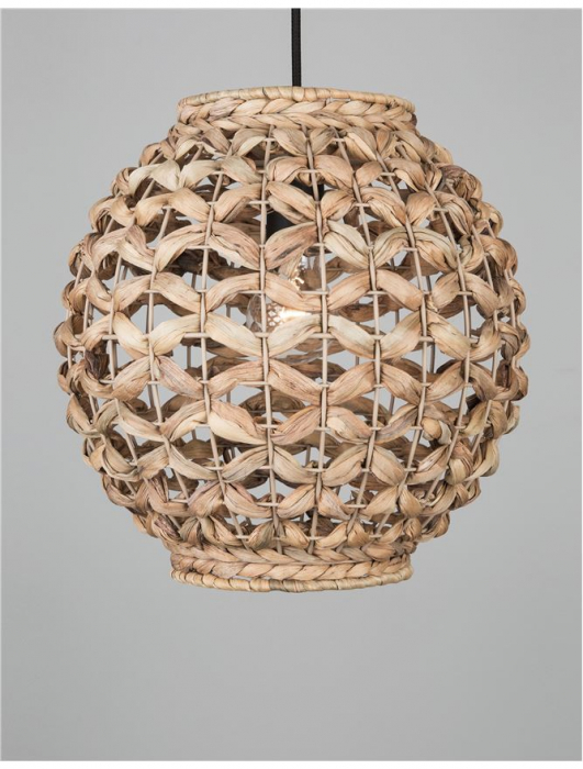 Pendul Nova Luce GRIFFIN E27 1x12W   Dried Water Hyacinth Black Fabric Wire & Base IP20 [4]