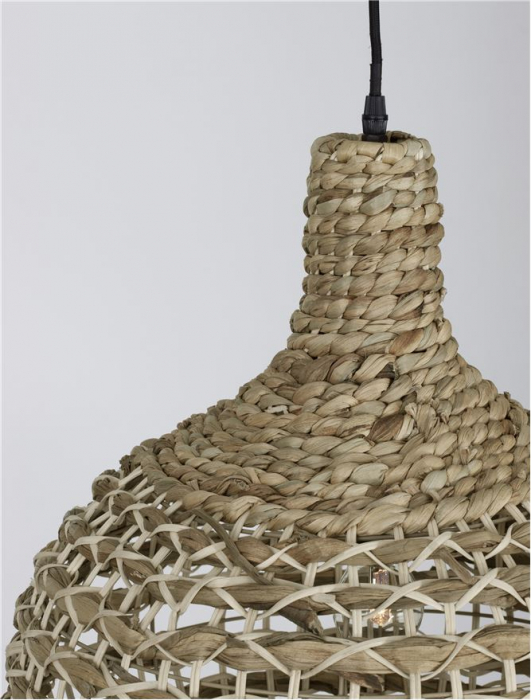 Pendul Nova Luce GRIFFIN E27 1x12W   Dried Water Hyacinth Black Fabric Wire & Base IP20 [5]
