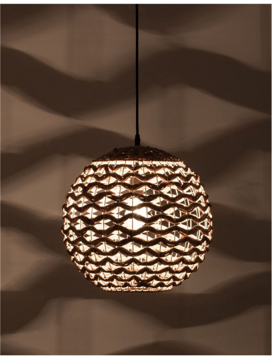 Pendul Nova Luce GRIFFIN E27 1x12W   Dried Water Hyacinth Black Fabric Wire & Base IP20 [2]