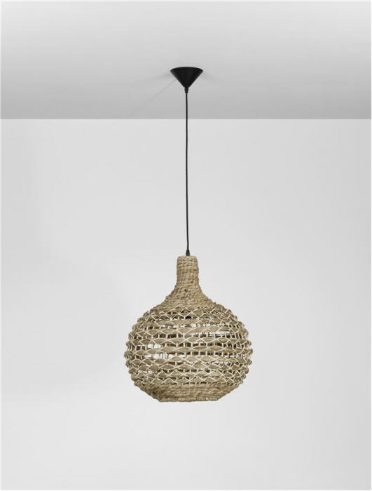 Pendul Nova Luce GRIFFIN E27 1x12W   Dried Water Hyacinth Black Fabric Wire & Base IP20 [3]