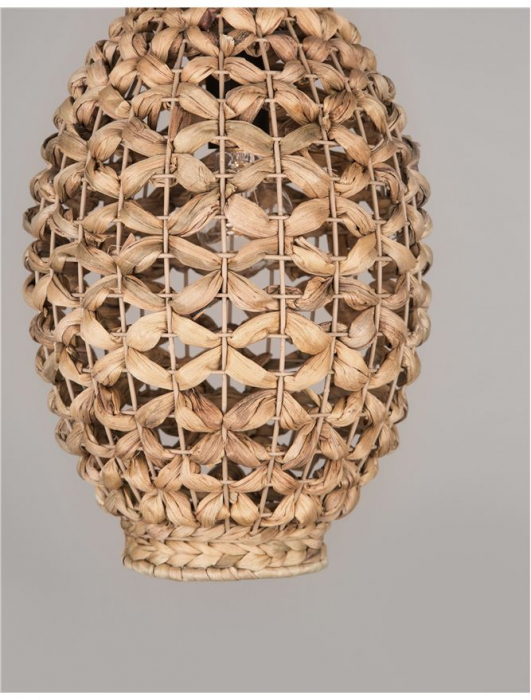 Pendul Nova Luce GRIFFIN E27 1x12W   Dried Water Hyacinth Black Fabric Wire & Base IP20 [4]