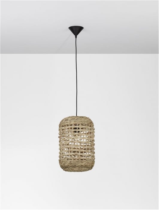 Pendul Nova Luce GRIFFIN E27 1x12W   Dried Water Hyacinth Black Fabric Wire & Base IP20 [4]
