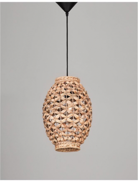 Pendul Nova Luce GRIFFIN E27 1x12W   Dried Water Hyacinth Black Fabric Wire & Base IP20 [3]