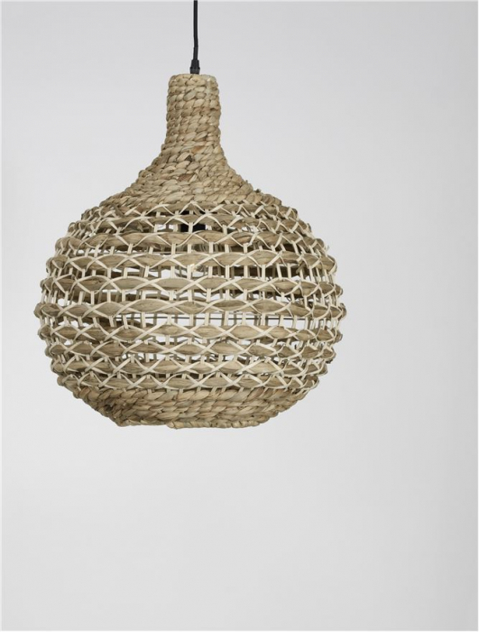 Pendul Nova Luce GRIFFIN E27 1x12W   Dried Water Hyacinth Black Fabric Wire & Base IP20 [6]