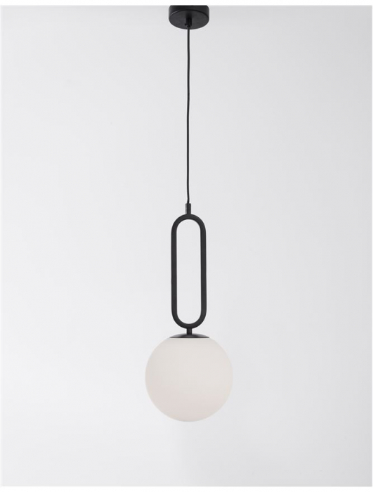 Pendul Nova Luce GRUS E27 1x12W   Matt Black Metal Opal Glass  IP20 [3]