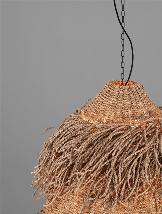 Pendul Nova Luce HAY 9586514 E27 3x12W    Natural Seagrass Black Fabric W ire & Base   IP20 [6]