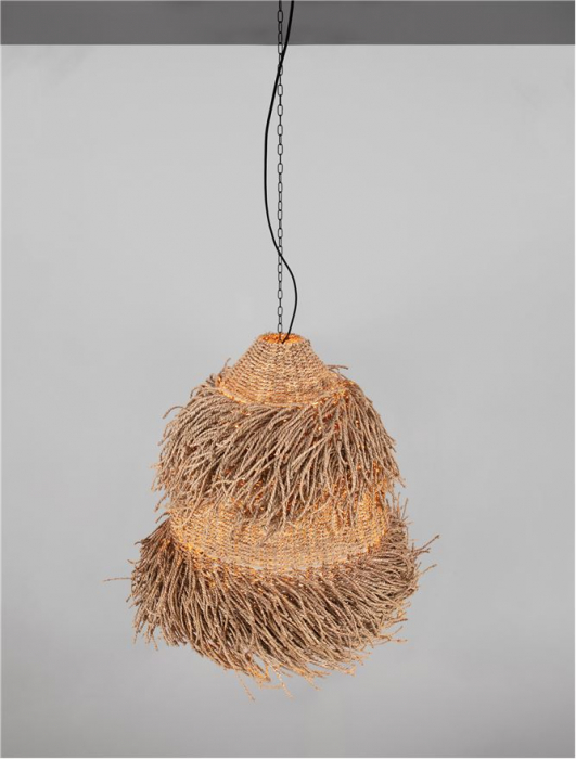 Pendul Nova Luce HAY 9586514 E27 3x12W    Natural Seagrass Black Fabric W ire & Base   IP20 [5]