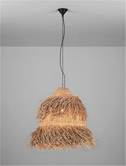 Pendul Nova Luce HAY 9586514 E27 3x12W    Natural Seagrass Black Fabric W ire & Base   IP20 [3]