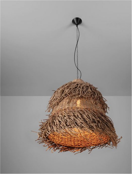 Pendul Nova Luce HAY 9586514 E27 3x12W    Natural Seagrass Black Fabric W ire & Base   IP20 [8]