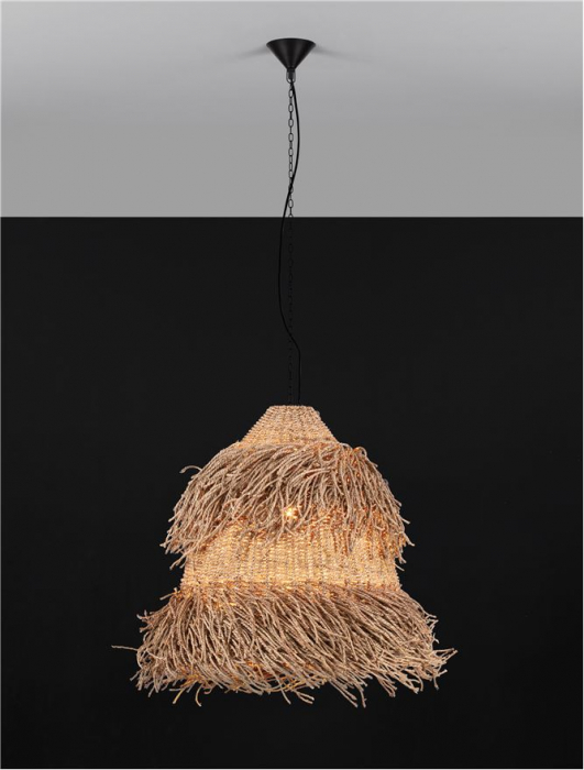 Pendul Nova Luce HAY 9586514 E27 3x12W    Natural Seagrass Black Fabric W ire & Base   IP20 [4]