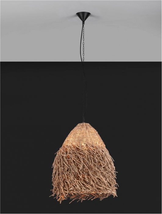 Pendul Nova Luce HAY 9586516 E27 1x12W    Natural Seagrass Black Fabric W ire & Base   IP20 [4]