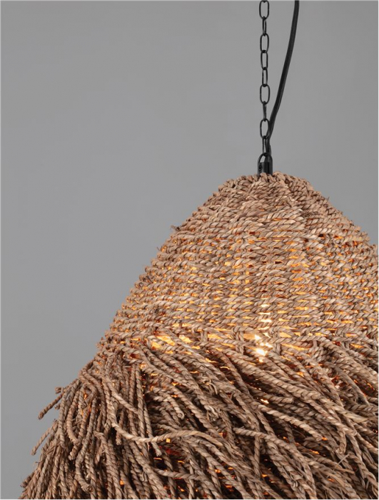 Pendul Nova Luce HAY 9586516 E27 1x12W    Natural Seagrass Black Fabric W ire & Base   IP20 [5]