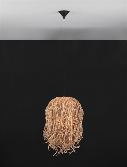 Pendul Nova Luce HAY 9586517 E27 1x12W    Natural Seagrass Black Fabric W ire & Base   IP20 [4]