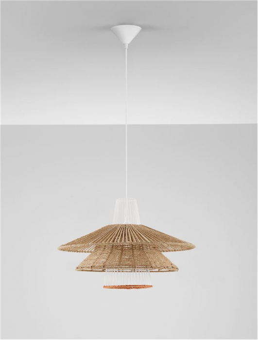 Pendul Nova Luce KAO 9586600 Natural & Orange Rope Sandy White Steel Base E27 1x12W IP20 [3]