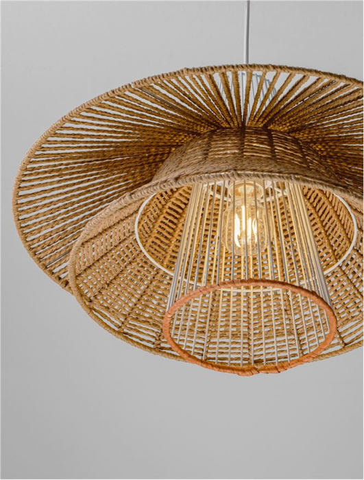 Pendul Nova Luce KAO 9586600 Natural & Orange Rope Sandy White Steel Base E27 1x12W IP20 [5]