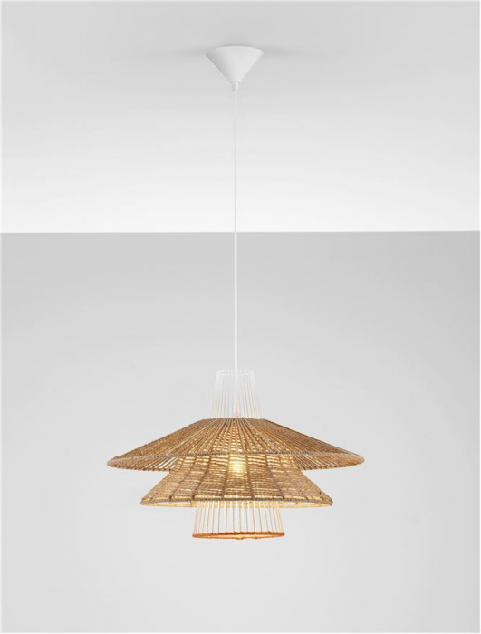 Pendul Nova Luce KAO 9586600 Natural & Orange Rope Sandy White Steel Base E27 1x12W IP20 [4]