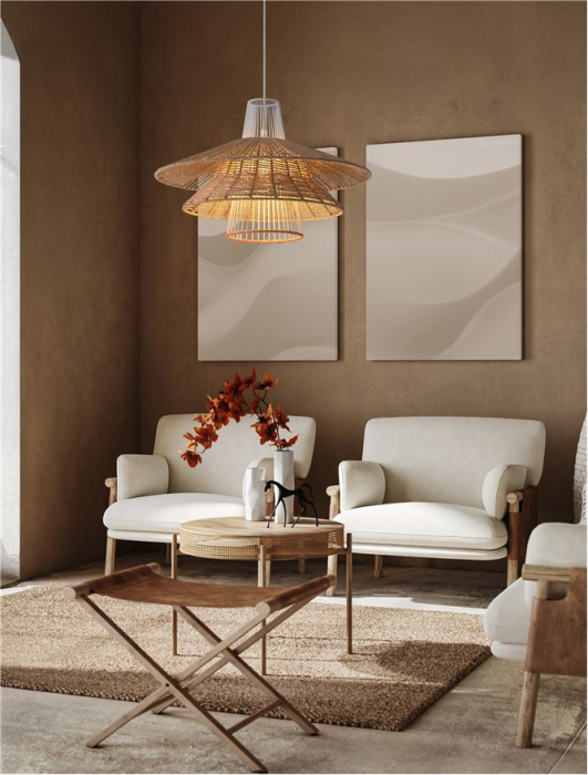 Pendul Nova Luce KAO 9586600 Natural & Orange Rope Sandy White Steel Base E27 1x12W IP20 [2]