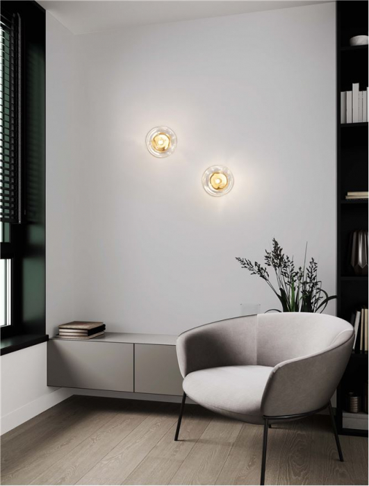 Aplica Nova Luce KING 9006033 Antique Brass, Gold Metal & Blown Clear Glass G9 1x5W IP20 [2]