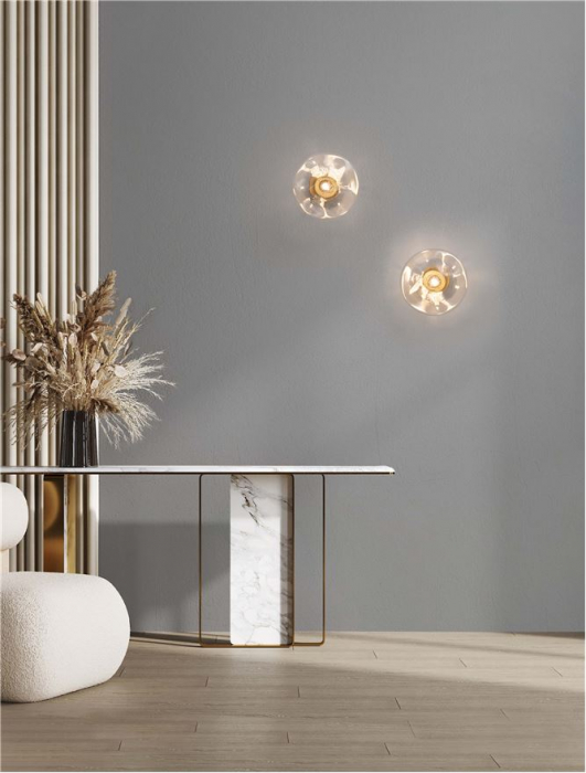 Aplica Nova Luce KING 9006034 Antique Brass, Gold Metal & Blown Clear Glass G9 1x5W IP20 [2]