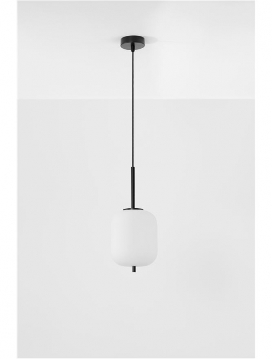 Pendul Nova Luce LATO E14 1x5W   Black Metal & Opal Glass IP20 [2]