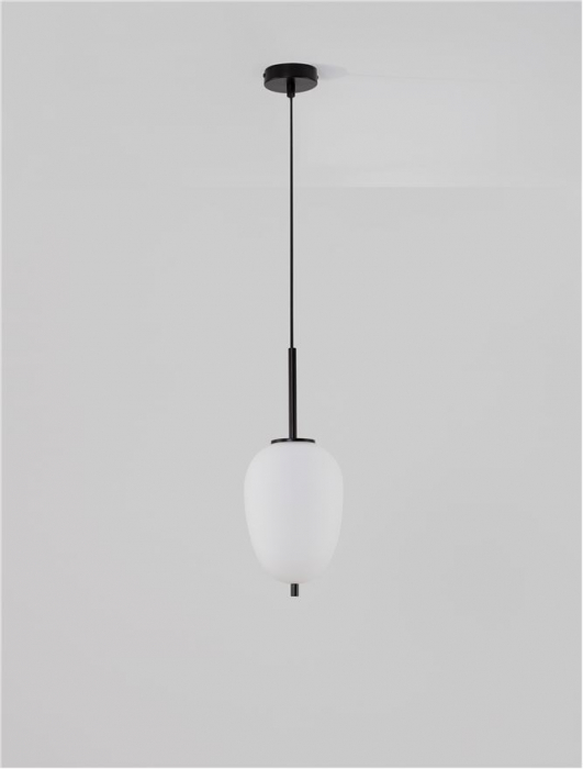 Pendul Nova Luce LATO E14 1x5W   Black Metal & Opal Glass IP20 [2]