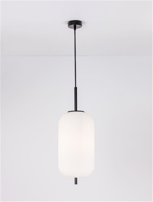 Pendul Nova Luce LATO E27 1x12W   Black Metal & Opal Glass IP20 [4]