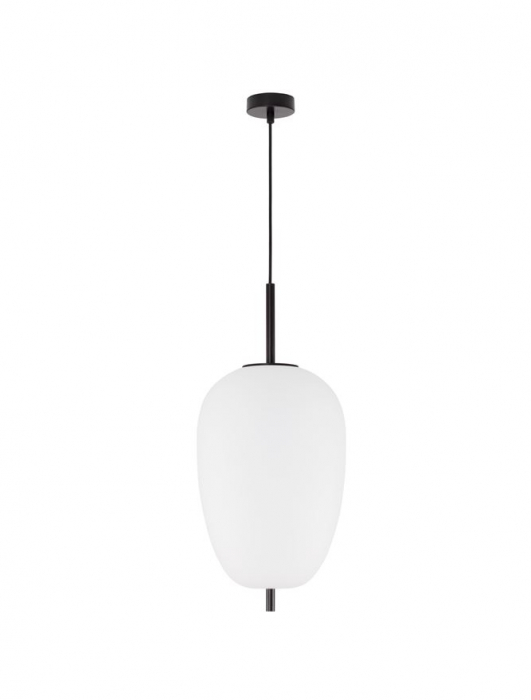 Pendul Nova Luce LATO E27 1x12W   Black Metal & Opal Glass IP20 [1]