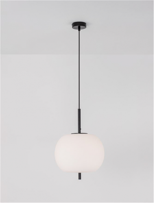 Pendul Nova Luce LATO E27 1x12W   Black Metal & Opal Glass IP20 [4]