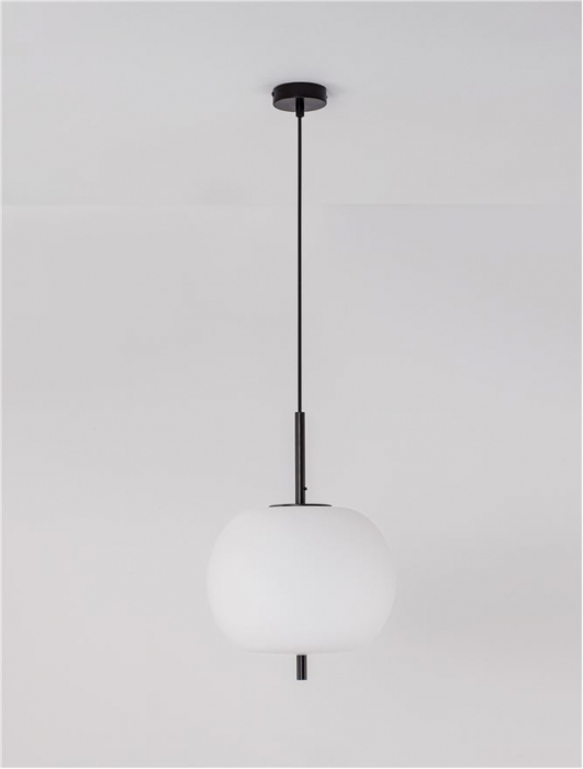 Pendul Nova Luce LATO E27 1x12W   Black Metal & Opal Glass IP20 [3]