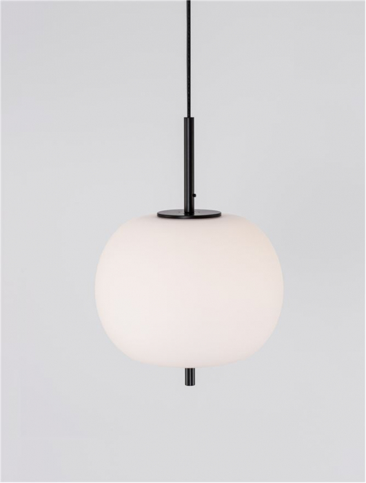 Pendul Nova Luce LATO E27 1x12W   Black Metal & Opal Glass IP20 [6]
