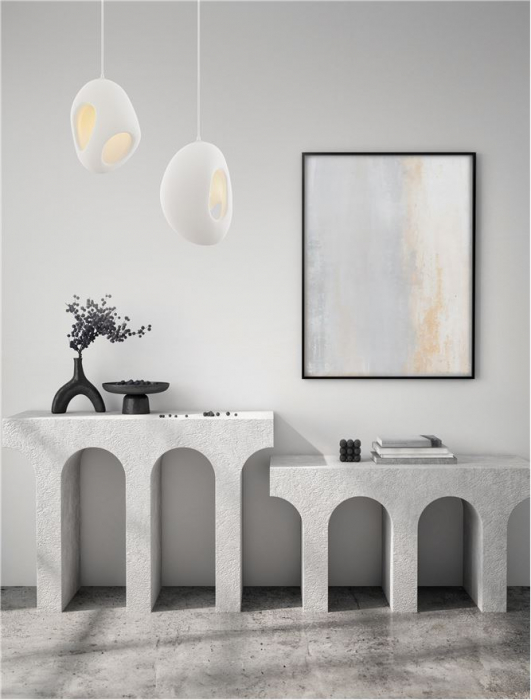 Pendul Nova Luce TEMPUS 9002670 Sandy White Polyurethane & Resin E27 1x12W IP20 [2]