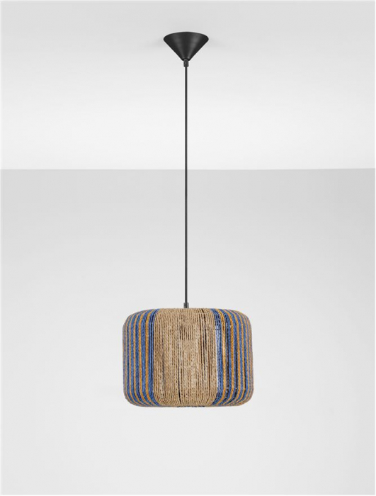 Pendul Nova Luce LUPE 9586606 Natural, Blue & Yellow Rope Sandy Black Steel Base E27 1x12W IP20 [3]
