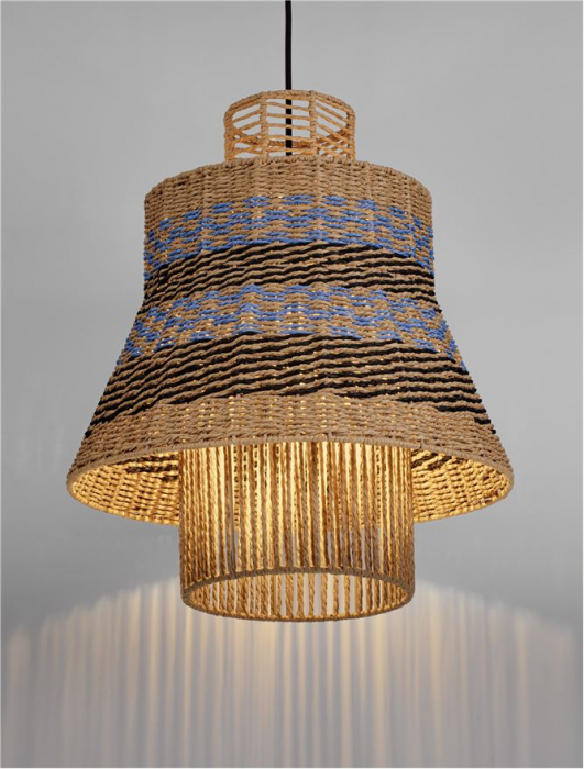Pendul Nova Luce MANDE 9586608 Natural, Blue & Black Rope Sandy Black Steel Base E27 1x12W IP20 [5]