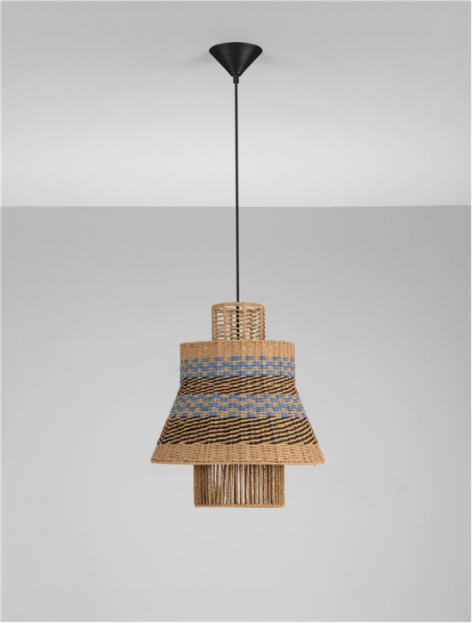 Pendul Nova Luce MANDE 9586608 Natural, Blue & Black Rope Sandy Black Steel Base E27 1x12W IP20 [3]