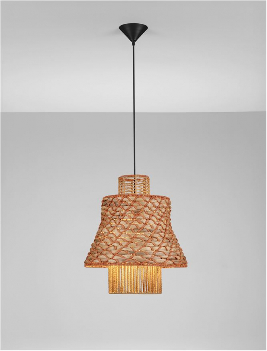 Pendul Nova Luce MANDE 9586610 Natural Water Hyacinth Natural & Orange Rope Sandy Black Steel Base E27 1x12W IP20 [4]