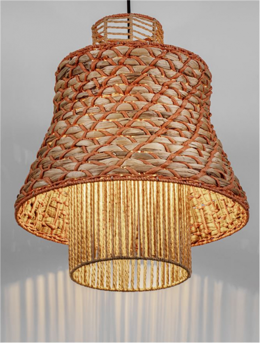 Pendul Nova Luce MANDE 9586610 Natural Water Hyacinth Natural & Orange Rope Sandy Black Steel Base E27 1x12W IP20 [5]