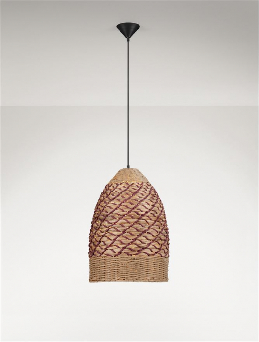 Pendul Nova Luce MAPI 9586605 Natural Water Hyacinth & Red Rope Sandy Black Steel Base E27 1x12W IP20 [4]