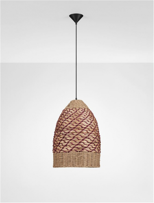 Pendul Nova Luce MAPI 9586605 Natural Water Hyacinth & Red Rope Sandy Black Steel Base E27 1x12W IP20 [3]