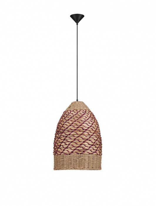 Pendul Nova Luce MAPI 9586605 Natural Water Hyacinth & Red Rope Sandy Black Steel Base E27 1x12W IP20 [1]