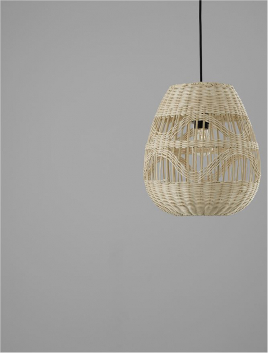 Pendul Nova Luce MARLO E27 1x12W   Natural Rattan Black Fabric Wire & Base  IP20 [7]
