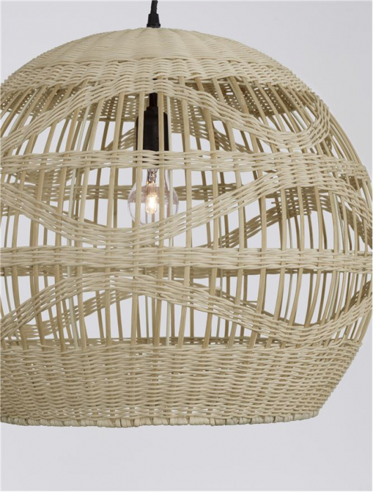 Pendul Nova Luce MARLO E27 1x12W   Natural Rattan Black Fabric Wire & Base  IP20 [6]