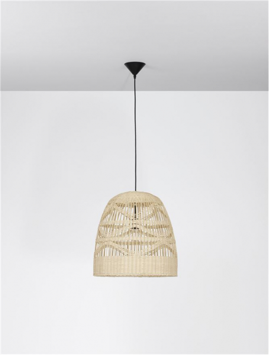 Pendul Nova Luce MARLO E27 1x12W   Natural Rattan Black Fabric Wire & Base  IP20 [3]