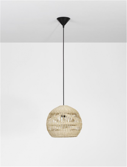 Pendul Nova Luce MARLO E27 1x12W   Natural Rattan Black Fabric Wire & Base  IP20 [3]